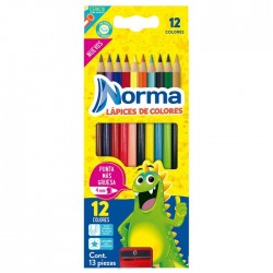 Lápices de Colores Norma Redondos Mina Gruesa 4 mm C/12