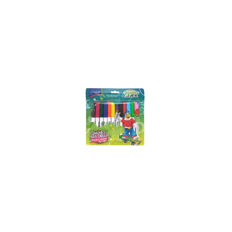 Plumones Aquarelo Junior Azor C/12 Punta Bala