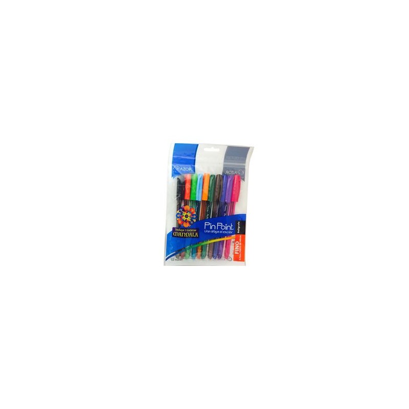 Bolígrafo Punto Fino 0.7 mm Azor Pin Point Bl/10 Surtidos