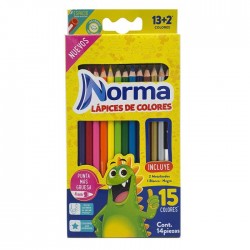 Lápices de Colores Norma Redondos Mina Gruesa 4 mm C/13+2