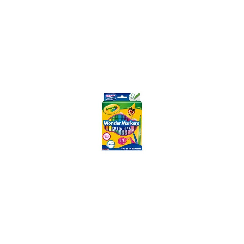 Plumones Crayola Wonder Marker C/12 Punto Fino, Lavables
