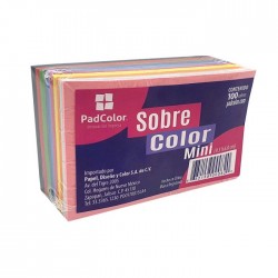 Sobre Color Fluorescente Padi 9.3 X 6 Cm Mini C/100 Surtido