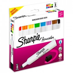 Marcador Acuacolor Sharpie Bl/8 Punta Cincel