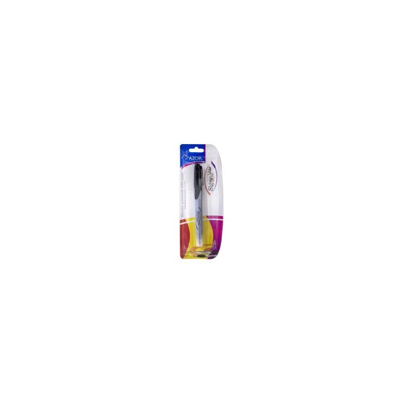 Marcador Permanente Azor Signal Duo Bl/1 Negro, Punta Bala y Ultra Fino