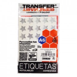 Etiqueta Estrella Transfer Gde. E6Pes019 C/105 Plata Met. Autoadh.
