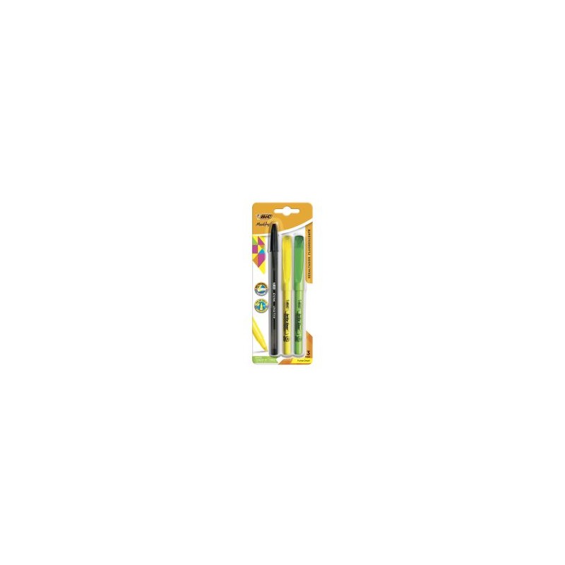 Marcatextos Bic Brite Liner Bl/2 Amarillo-Verde, Punta Cincel