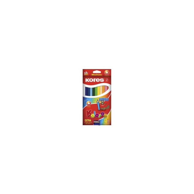 Lápices de Colores Kores Jumbo Triangulares Mina 5 mm C/12