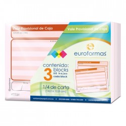 Vale Provisional de Caja Euroformas ER0100 1/4 Carta 50 h.