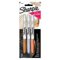 Marcador Permanente Metálico Sharpie Bl/3 Surtido, Punto Fino