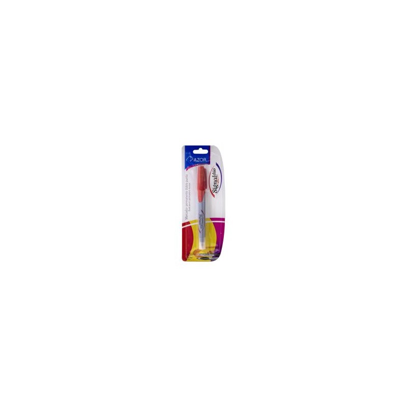 Marcador Permanente Azor Signal Duo Bl/1 Rojo, Punto Fino y Ultra Fino