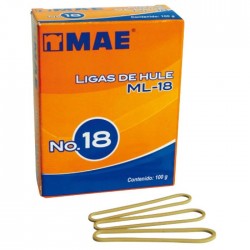 Ligas de Hule MAE #18 Caja C/100 g.