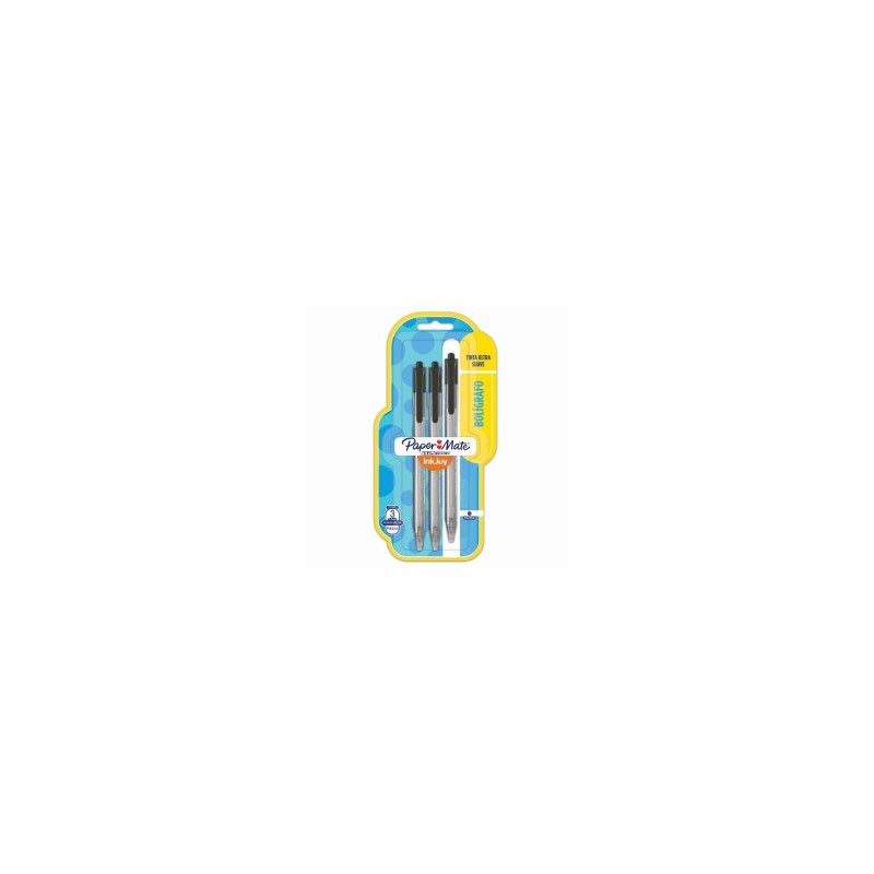 Bolígrafo Retráctil Punto Mediano 1.0 mm Paper Mate Kilométrico RT Bl/3 Negro