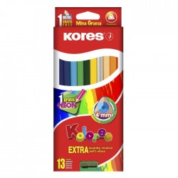 Lápices de Colores Kores Triangulares Mina Gruesa 4 mm C/12