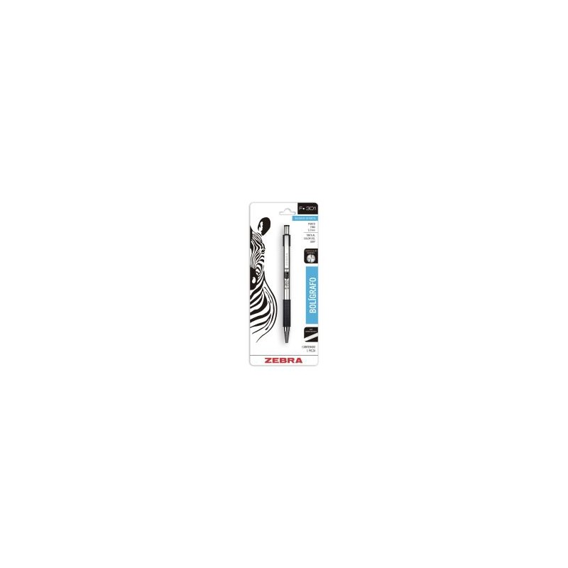 Bolígrafo Retráctil Metálico Punto Fino 0.7 mm Zebra F-301 Bl/1 Negro