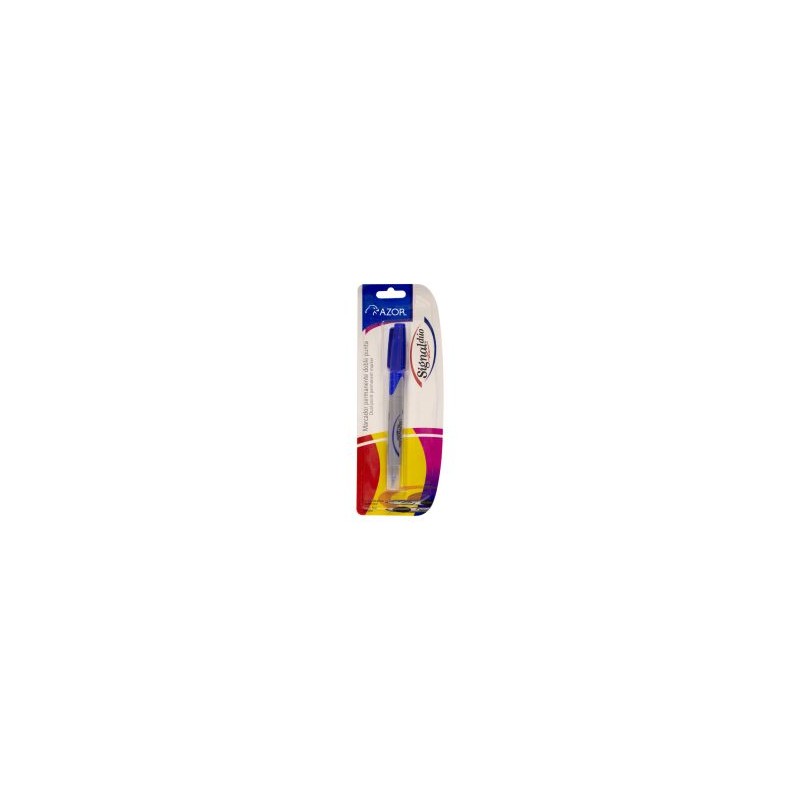 Marcador Permanente Azor Signal Duo Bl/1 Azul, Punto Fino y Ultra Fino