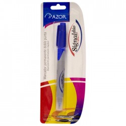 Marcador Permanente Azor Signal Duo Bl/1 Azul, Punto Fino y Ultra Fino