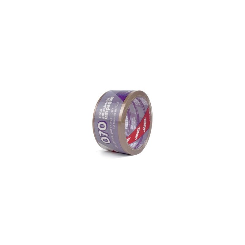 Cinta Adhesiva Empaque Canela Janel 070, 48 mm x 50 m. Rollo, Adhesivo Acrílico