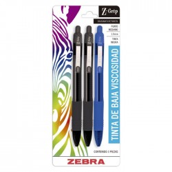 Bolígrafo Retráctil Punto Mediano 1.0 mm Zebra Z-Grip Bl/3