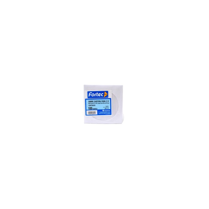 Sobre Bolsa Blanco CD/DVD Fortec C/50 12.7 x 12.7 cm. 90 g.