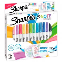 Marcatextos Sharpie S-Note Bl/12 Surtido, Punta Cincel