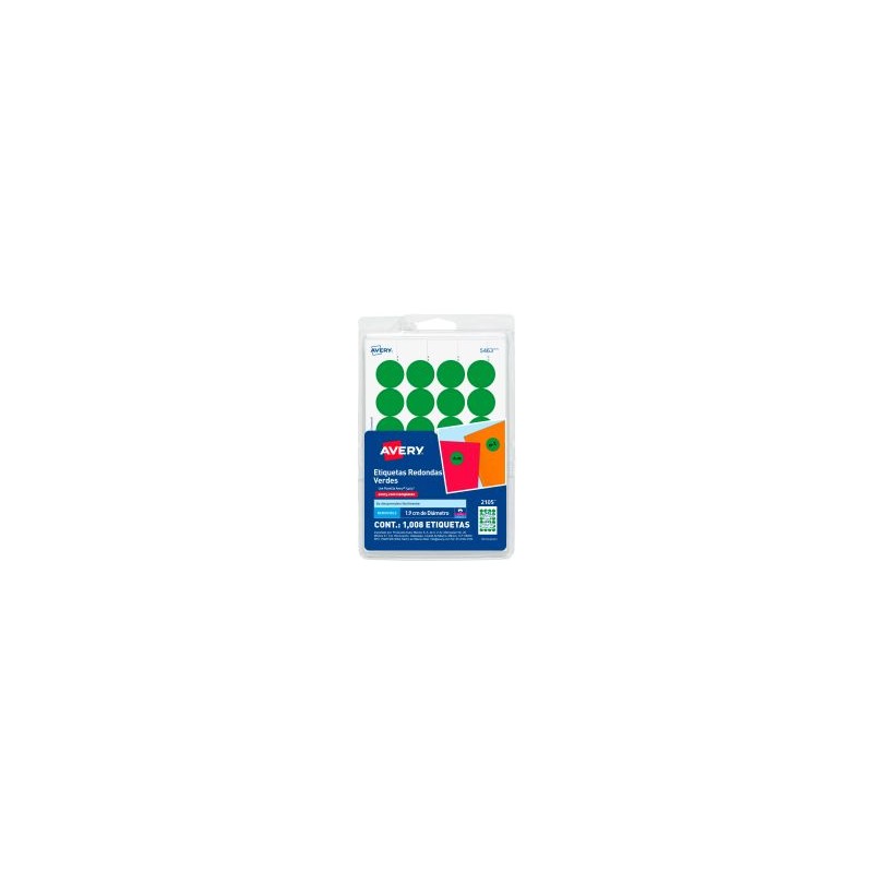 Etiqueta Redonda Verde Avery 2105 3/4" Bl/1008