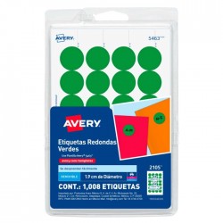 Etiqueta Redonda Verde Avery 2105 3/4" Bl/1008