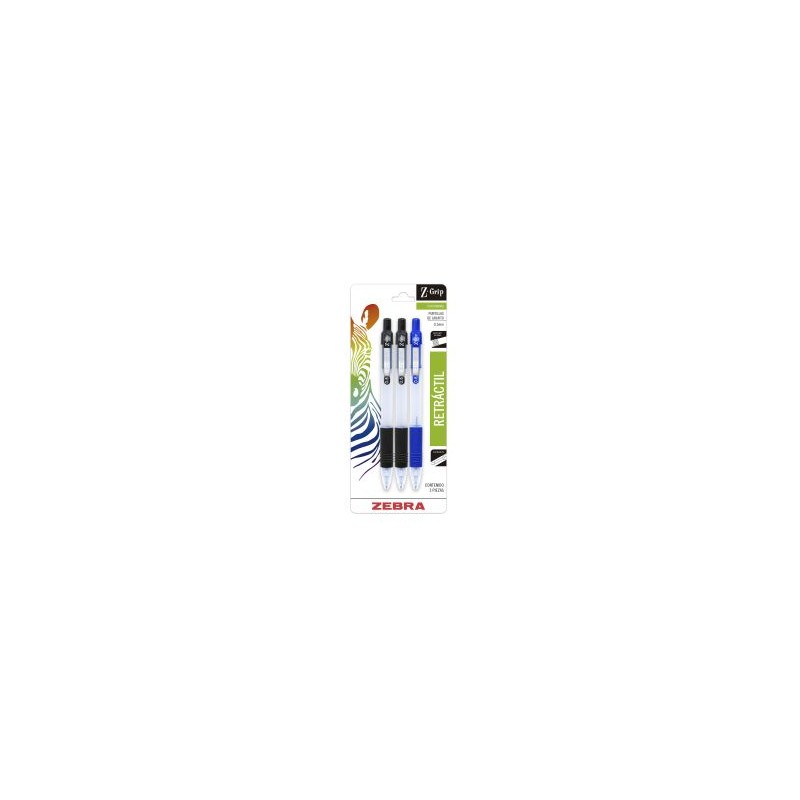 Lapicero 0.5mm ZEBRA Z-Grip Bl/3