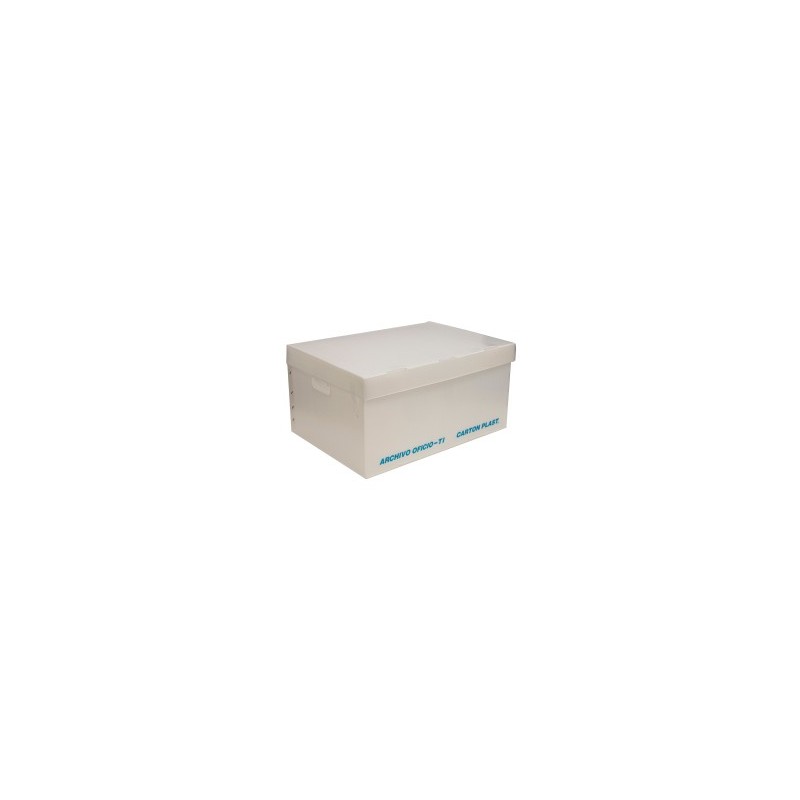 Caja para Archivo Plástico Cartonplast Oficio 50 x 36.5 x 25 cm. Tapa Integrada