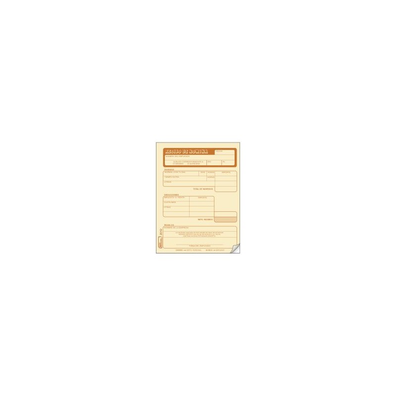 Recibo D/Nomina Dup. Printaform 2012 1/4 Carta 25 Jgos. Canario