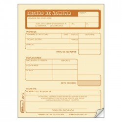 Recibo D/Nomina Dup. Printaform 2012 1/4 Carta 25 Jgos. Canario