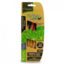 Bolígrafo Punto Mediano 1.0 mm Azor Pin Point Green Bl/3 Básicos
