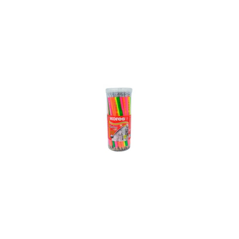 Lápiz de Grafito #2 Kores Neón Triangular Bote C/72