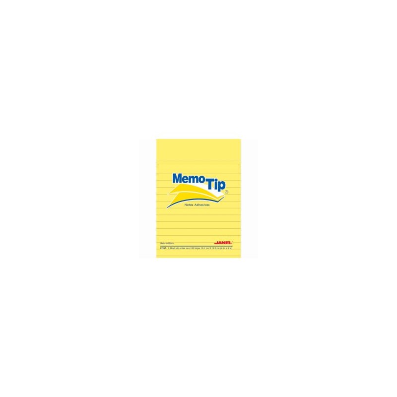 Block MemoTip Janel Rayado Amarillo 10.1 x 15.2 cm C/100 h.