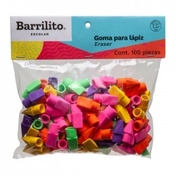 Borrador Capuchón Barrilito C/100 Colores Surtidos