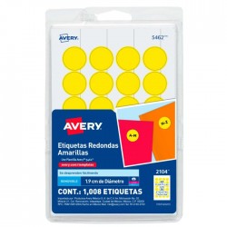 Etiqueta Redonda Amarillo Avery 2104 3/4" Bl/1008