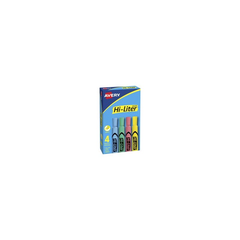 Marcatextos Avery Hi-Liter Bl/4 Pastel, Punta Cincel