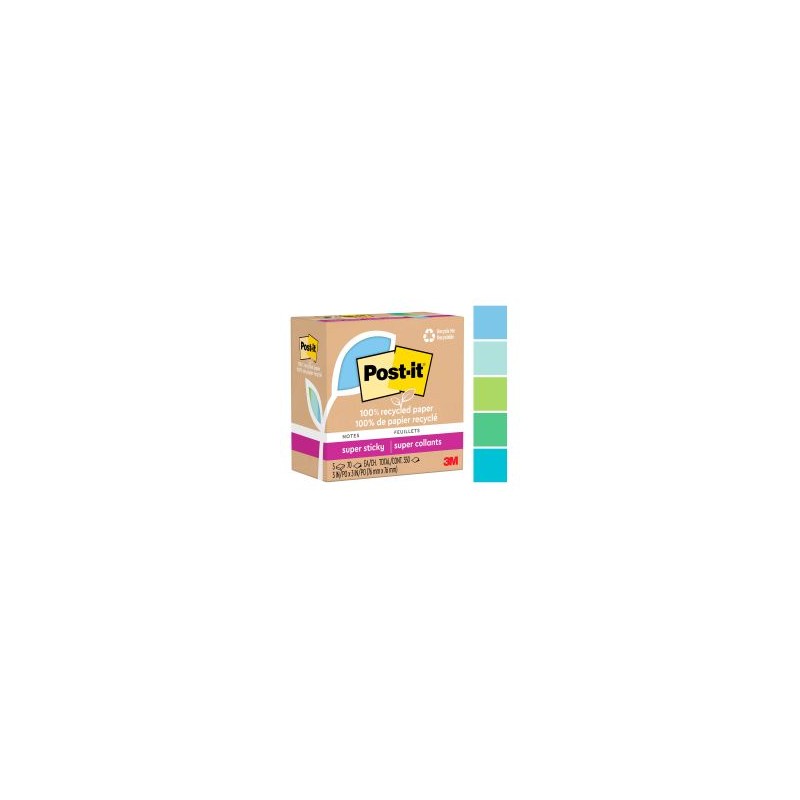 Block Post-it Super Sticky Oasis 7.6 x 7.6 cm C/350 h.