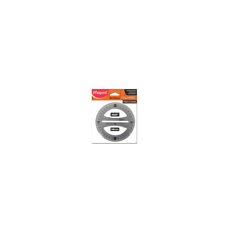 Transportador Acrilico Maped 1360 12.5 Cm 360 Grados