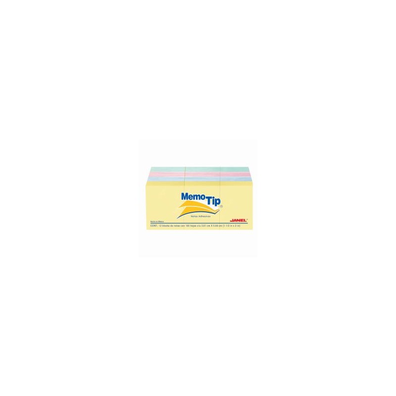 Block MemoTip Janel Pastel Surtido 3.8 x 5 cm 100 h. C/12