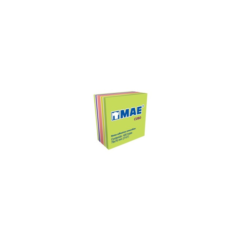 Cubo de Notas Adhesivas MAE con Blanco 7.6 x 7.6 cm C/400 h.