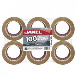 Cinta Adhesiva Empaque Canela Janel 100, 48 mm x 150 m.