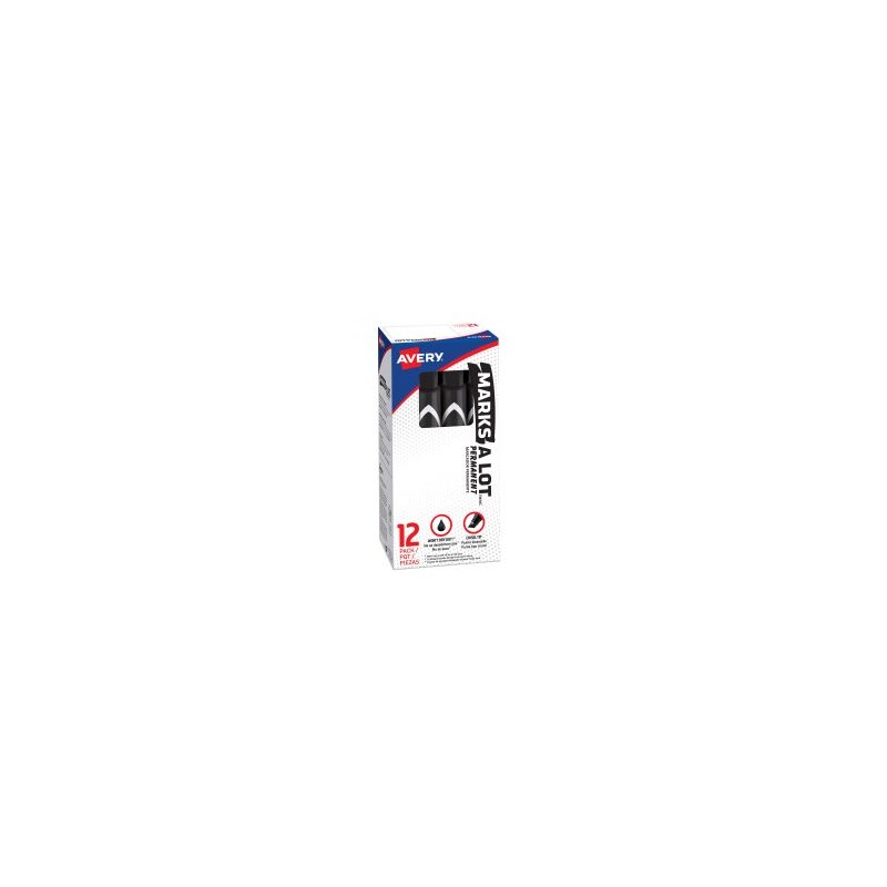 Marcador Permanente Marks-A-Lot C/12 Negro Gigante, Punta Cincel
