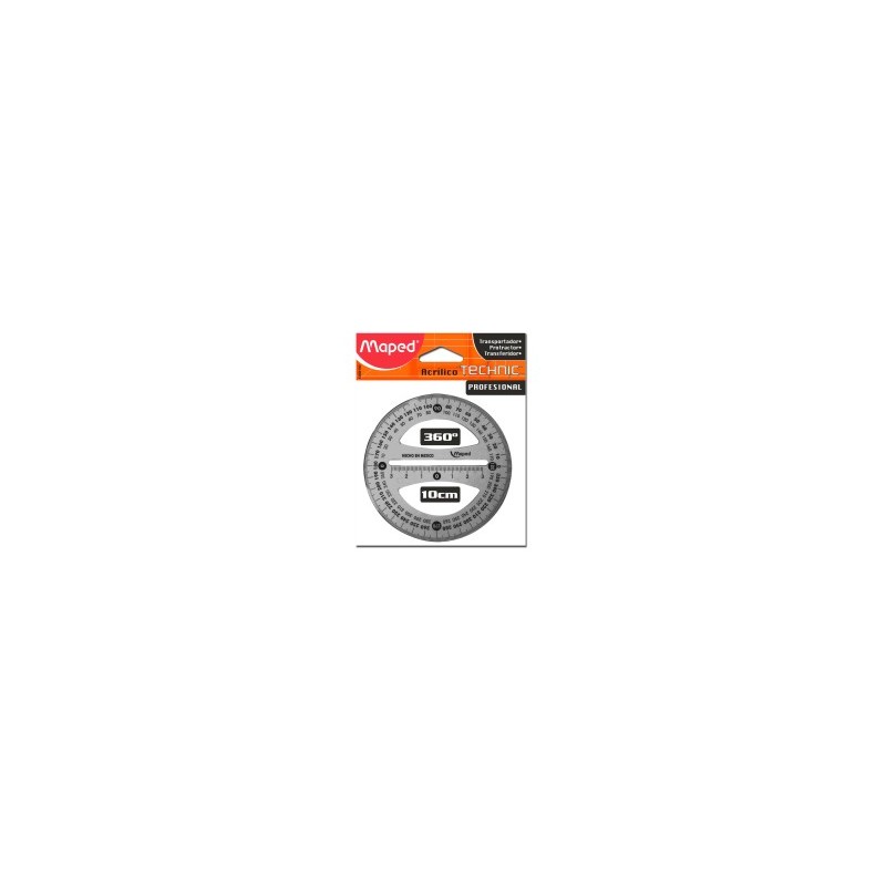 Transportador Acrilico Maped 1360 10 Cm 360 Grados