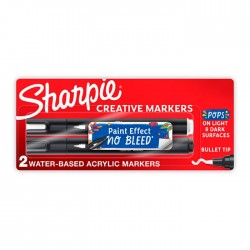 Marcador Permanente Sharpie Acrílico Bl/2 Negro y Blanco, Punta Bala