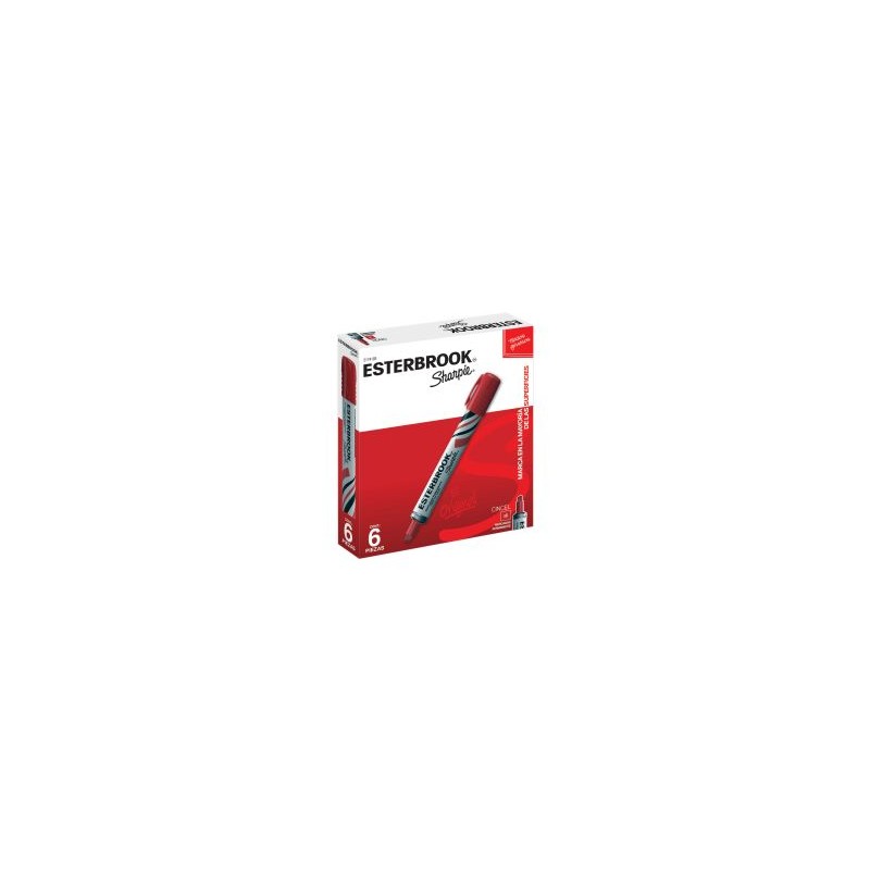 Marcador Permanente Sharpie Esterbrook C/6 Rojo, Punta Cincel