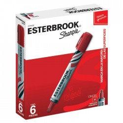 Marcador Permanente Sharpie Esterbrook C/6 Rojo, Punta Cincel