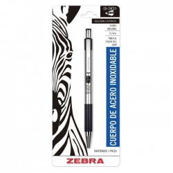 Bolígrafo Roller Gel Metálico Retráctil Punto Fino 0.7 mm Zebra G-301 Bl/1 Negro