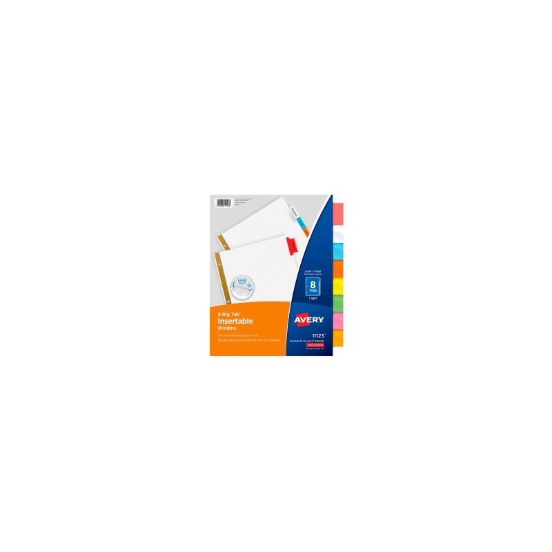 Índice Separador 8 Divisiones Avery 11123, Carta, Pestañas Multicolor