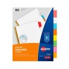 Índice Separador 8 Divisiones Avery 11123, Carta, Pestañas Multicolor