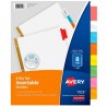 Índice Separador 8 Divisiones Avery 11123, Carta, Pestañas Multicolor